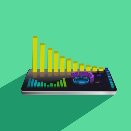 Vector online banking concept - pay and receive money using mobile phone on green backgroundのイラスト素材