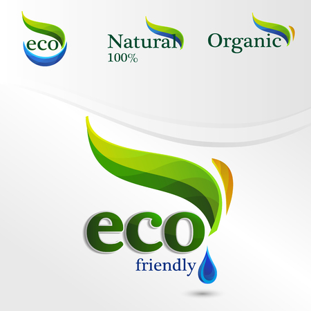 Set  Eco logos, design template elements, natural icon, organic iconのイラスト素材