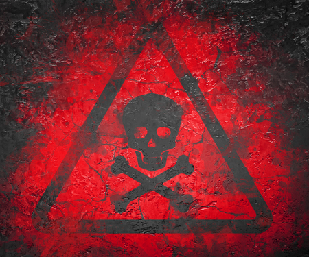 Skull and bones warning signの写真素材