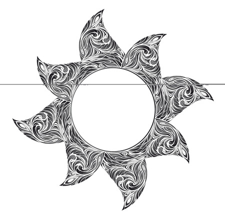 Abstractl ornament in the shape of a circle. Black ornament isolated on white background.のイラスト素材