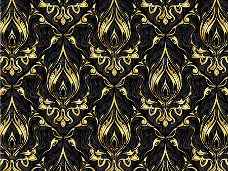 Gold abstract pattern. Floral colorful background. Vintage texture.のイラスト素材