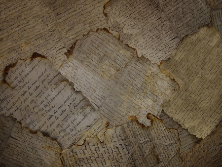 Old dirty crumpled paper background. Dark background.の写真素材