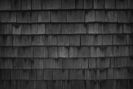 Close up of black wood roof shingles.Wood background                                の写真素材