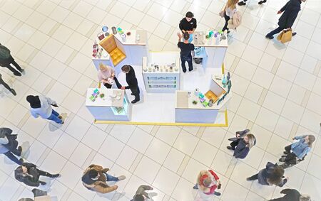 perfume shop in the shopping complex, People choose and buy perfumeの写真素材