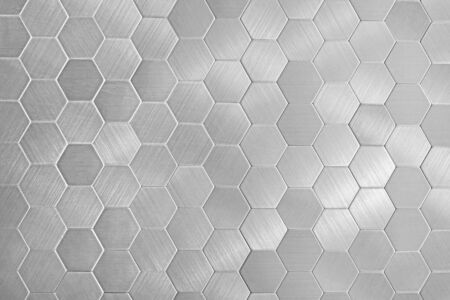 Stock image of the white metal honeycomb, hexagon, abstract metal background                               の写真素材