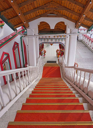 MOSCOW, RUSSIA - MARCH 1, 2020: stairs to the Russian style restaurant located in the Izmailovo Kremlinのeditorial素材