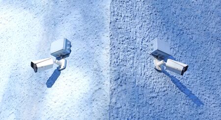 Outdoor video surveillance camera , dome security camera on the street.
