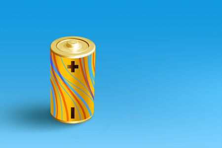 Colorful battery isolated on a blueの写真素材