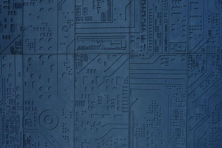 Blue geometric patterned concrete wall texture. Techno backgroundの写真素材
