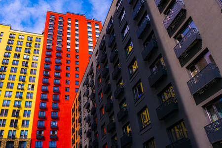 View of the multi-apartment residential complex of the new buildingの写真素材