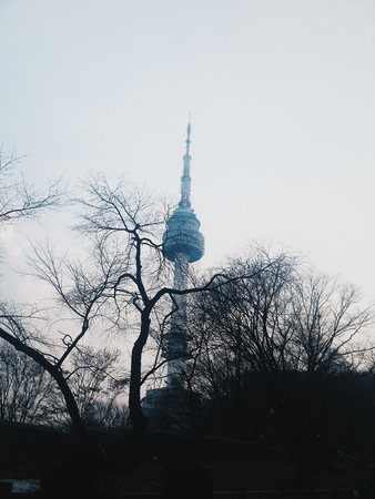 Namsan Tower in Seoul during winterのeditorial素材