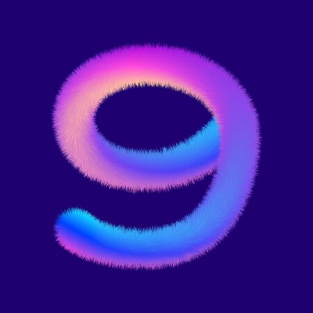 colorful fluffy number 9の写真素材