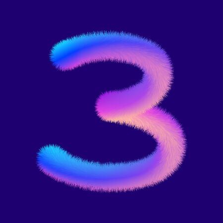 colorful fluffy number 3の写真素材