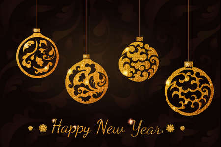 New year glitter balls.のイラスト素材