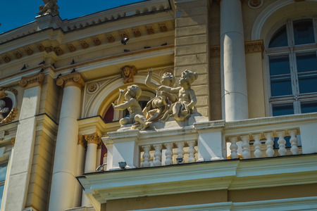 Odessa Opera & Ballet Theater with ancient statuesのeditorial素材
