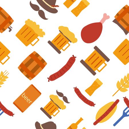Octoberfest icons and patterns flat style. Vector illustration EPS10.のイラスト素材