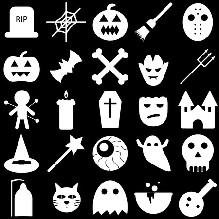 Set of halloween objects pumpkins and lettering. Greeting card for party and sale. Vector illustration EPS10.のイラスト素材