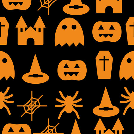 Set of halloween objects pumpkins and lettering. Greeting card for party and sale. Vector illustration EPS10.のイラスト素材