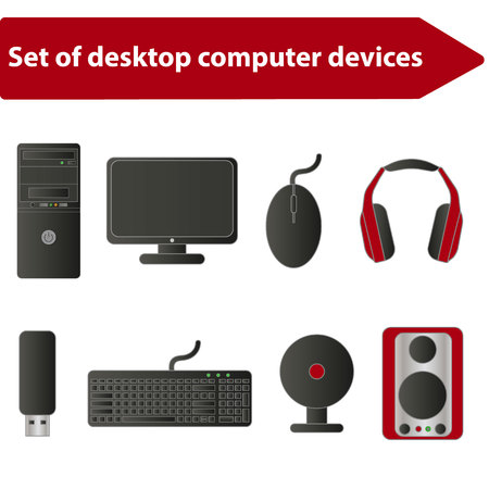 Set of computer parts icon.のイラスト素材