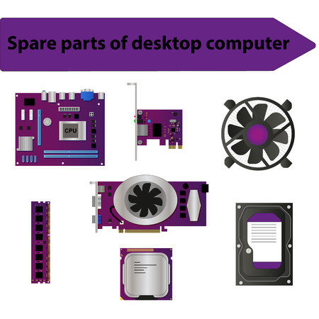 Set of computer parts icon.のイラスト素材
