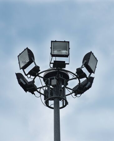 A closeup view of the all-round spotlight with a terrific sky. The all-round spotlight with a terrific background to reflect the formidable point of view when seen.の写真素材