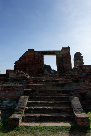 A spectacular view from Wat Mahathat with stones, pillars, walls and pavement which is ruined by aggressor in the past but still have an amazing condition.の写真素材