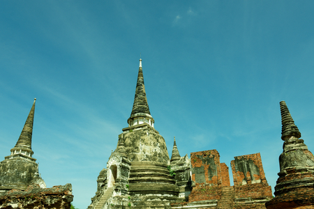 A photo of the main and sub temple of Wat Phra Si Sanphet in gorgeous view withe a special tonal.の写真素材