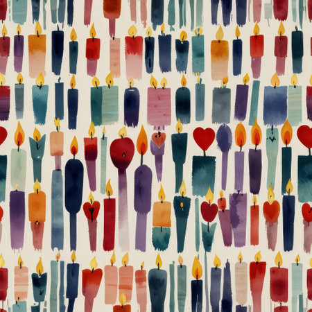 Valentine's day card with candles and hearts. Watercolor illustrationの素材