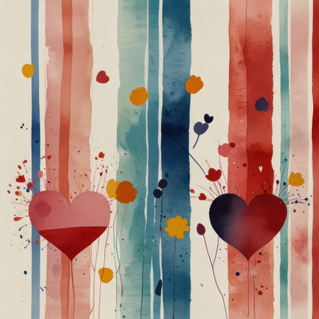 Bouquet of pink daisies in a glass jar with a greeting cardの素材