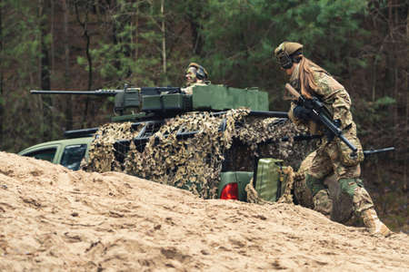 Aggressive stealth mode by female soldier at rebel territory zone