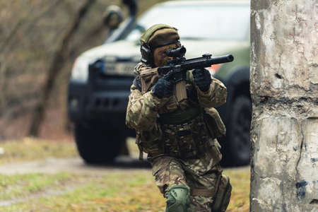 Gutsy heroic female mom soldier going all in at her job . High quality photoの写真素材