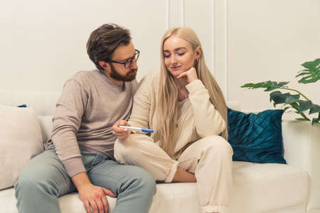 tension between European young adults caused by pregnancy test results. High quality photoの写真素材