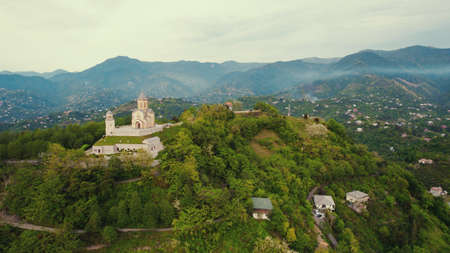 drone voew of Sameba Holy Trinity Cathedral Church, Batumi, Adjara, Georgia. High quality photoの写真素材