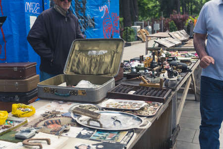 retro things exhibited on a street market in Tbilisi, Georgia. High quality photoの写真素材