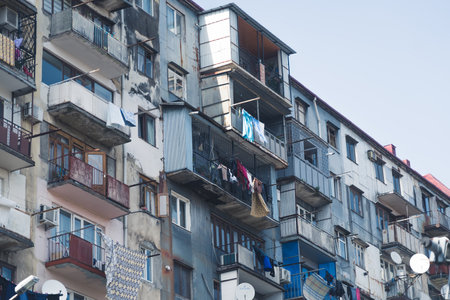 closeup view of apartment building in Batumi city, Georgia, Europe. High quality photoの写真素材