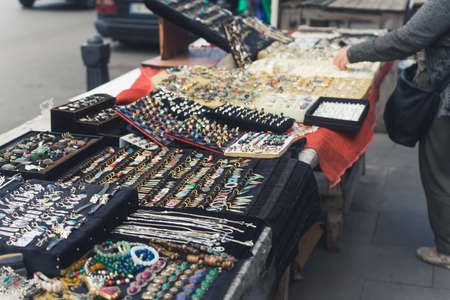 vintage jewelry at Tbilisi flea market, Georgia. High quality photoの写真素材