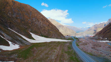 aerial view of Dariali gorge, Kazbegi district, Mtskheta-Mtianeti region, Georgia. High quality photoの写真素材