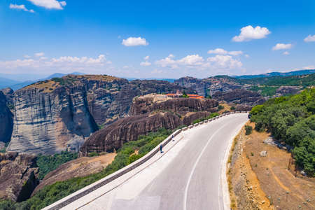 birds-eye view of the road in Meteora, Greece. High quality photoの写真素材