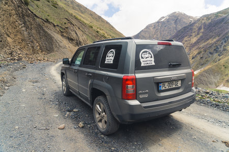 14.05.2022. Kazbegi, Georgia. journey in the Caucasus mountains. High quality photo