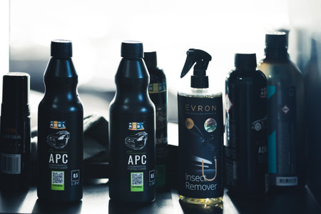 11.24.2022 Warsaw, Poland. Professional cleaning agents for car detailing. Expert cleansing products for various surfaces. High quality photoのeditorial素材