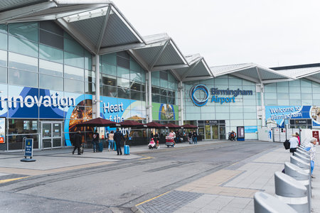 07.01.2021 Birmingham, England. Birmingham airport - outdoor shot. Terminal building at Birmingham International Airport. High quality photoのeditorial素材