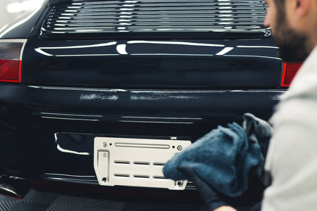 Professional car detailing center - making cars shiny and well maintained. High quality photoの写真素材