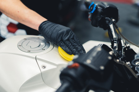 Professional car detailing center - making cars shiny and well maintained. High quality photoの写真素材