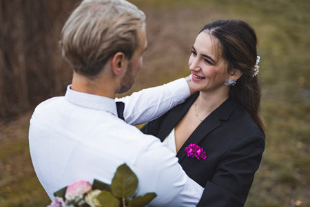 Bride and Groom wedding photography exterior. High quality photoの写真素材