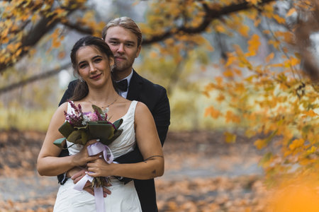 Bride and Groom wedding photography exterior. High quality photoの写真素材