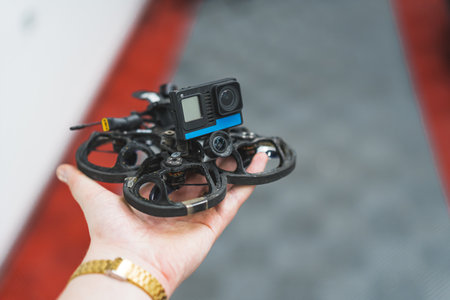 testing new FPV drone, professional photography concept. High quality photoの写真素材