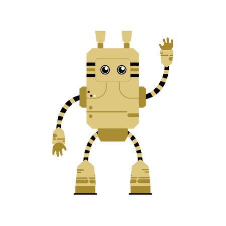 a creative illustration of a retro robot in green a funnyのイラスト素材