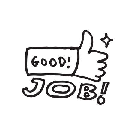 good job text hand drawn illustration in childlike styleのイラスト素材