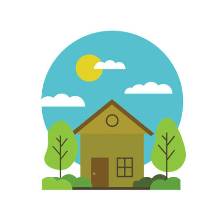 simple illustration of the residential houseのイラスト素材