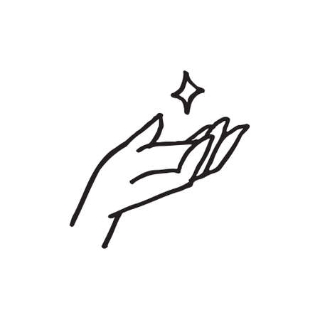 star on the palms hand drawn illustration in childlike styleのイラスト素材